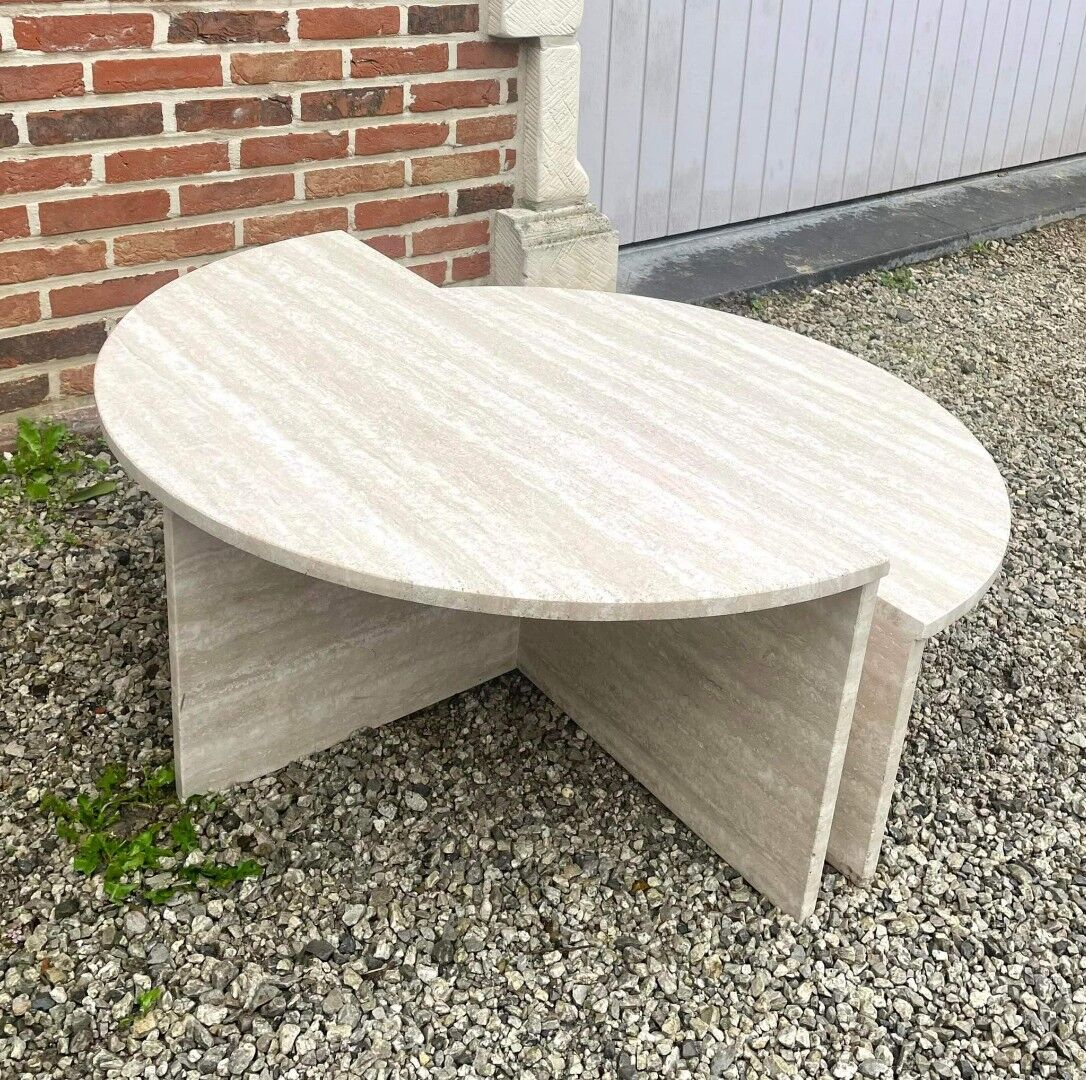 Travertine coffee table, round Up&up