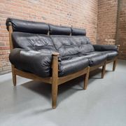 Vintage black leather armchair/sofa/living room by Eric Merthen