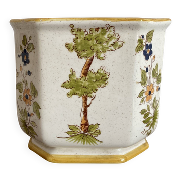 Cache-pot in Moustiers earthenware hand-painted