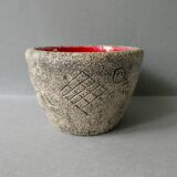 Red enamelled sandstone cup, Francis Triay, 50/60