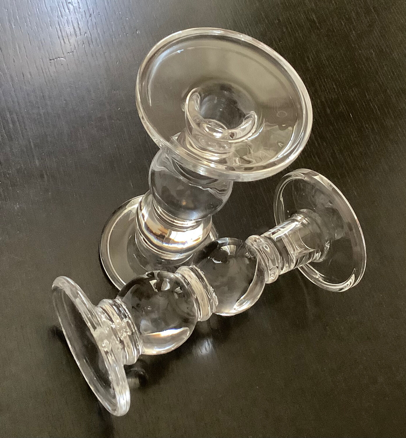 Pair of glass candlesticks