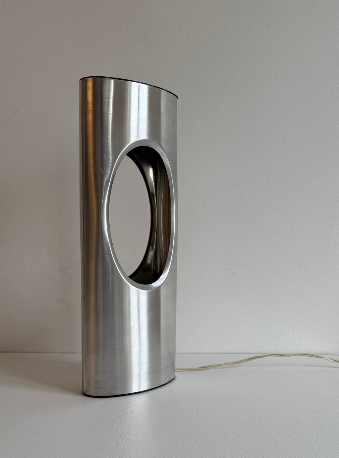 Vintage table lamp, aluminum, France 1970