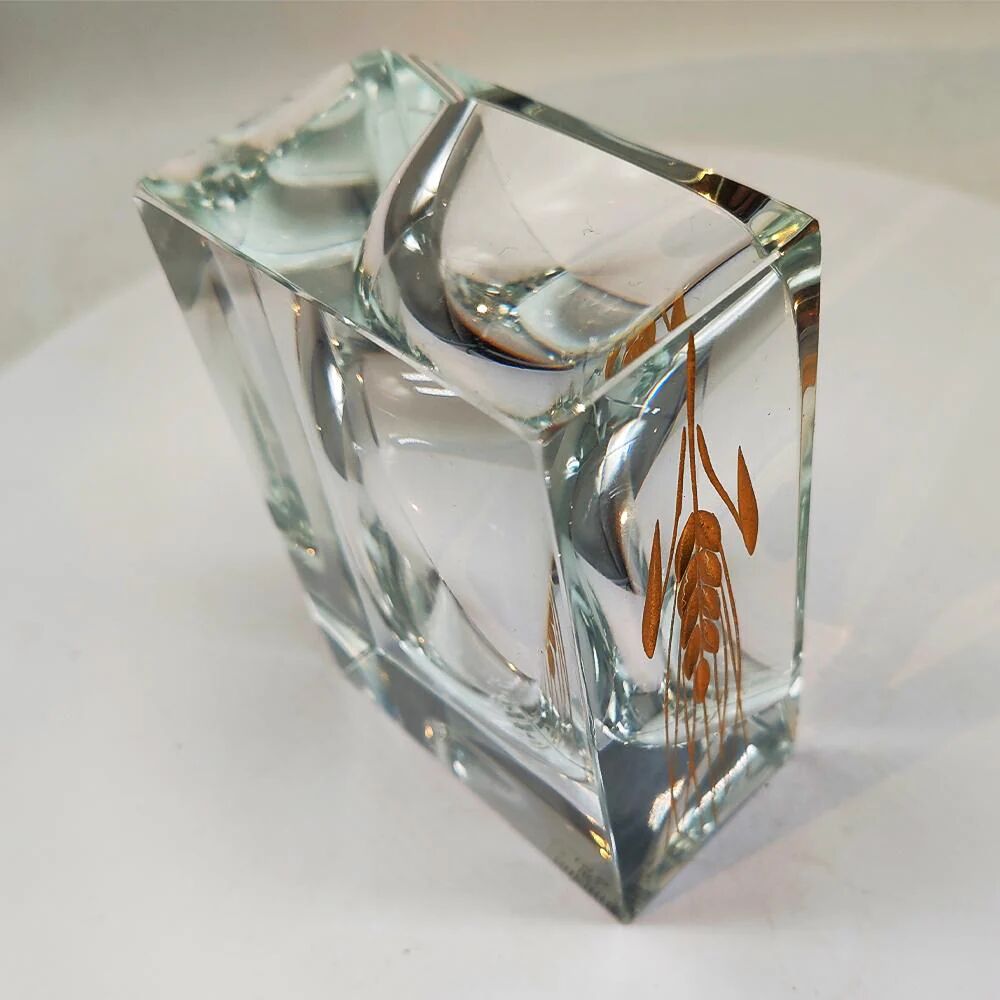 1960s rectangular ashtray or catch-all in Murano glass by Pagnin & Bon with handcrafted 24k gold finishing. Made in Italy.