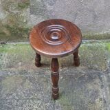 Turned wooden tripod stool