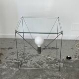 Side table in chromed metal and glass 70s