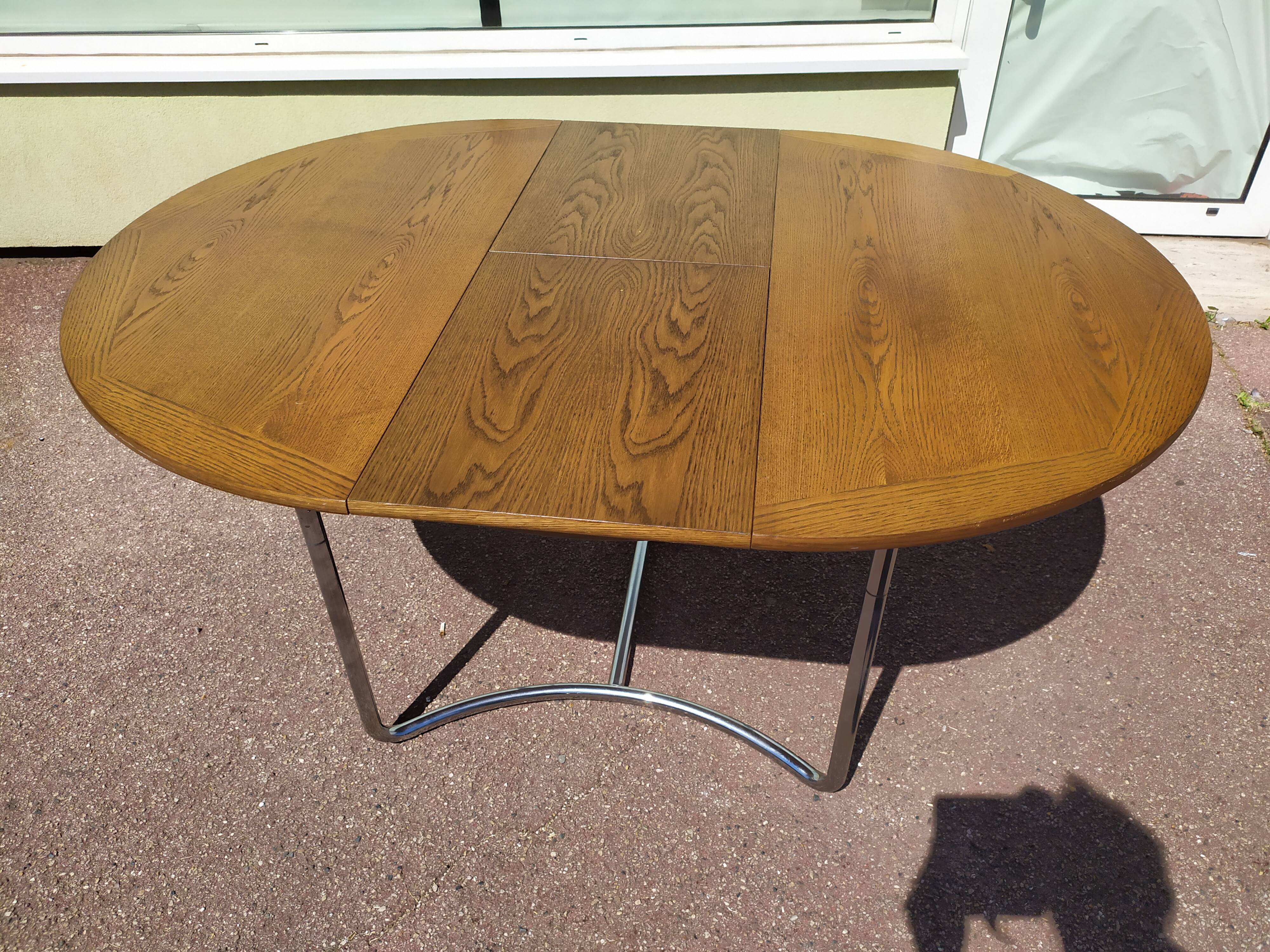 Table à manger en bois et acier chromé - Allemagne - Theobald Mobel - design