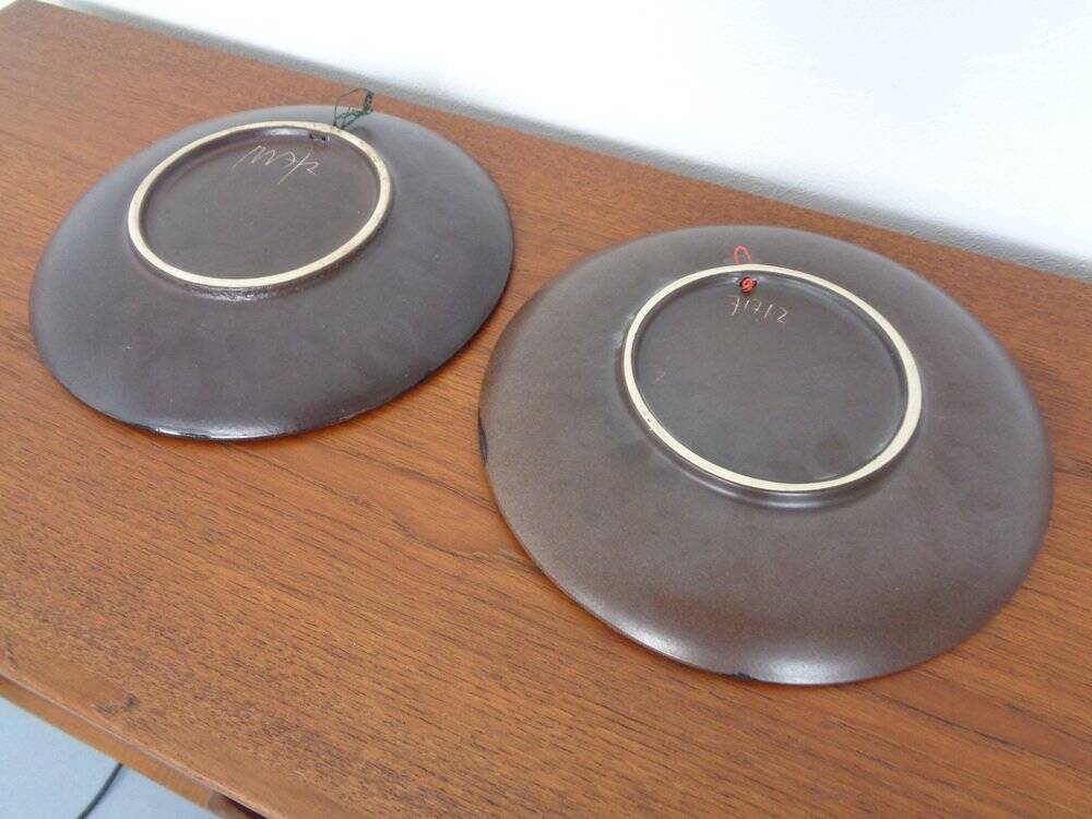 Vintage Ceramic Mushroom Plates from Ruscha, 1970s, Set of 2