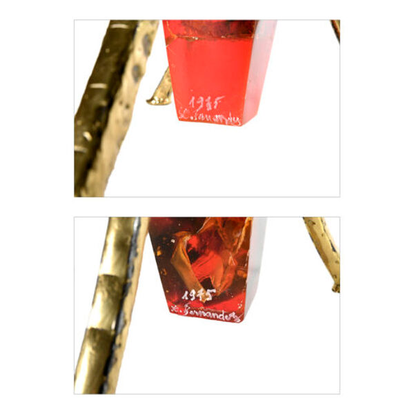 Paire de lampes en résine fractale et laiton par Henri Fernandez