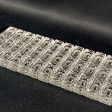 Set of 12 molded glass or crystal knife rests with diamond point decor