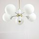 Vintage Italian Brass and Opaline Sputnik Chandelier, 1970s
