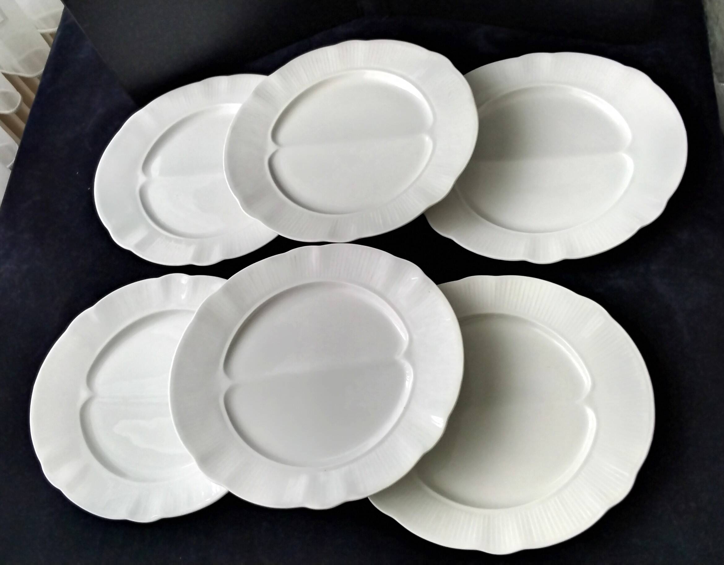 6 asparagus plates in Pillivuyt porcelain