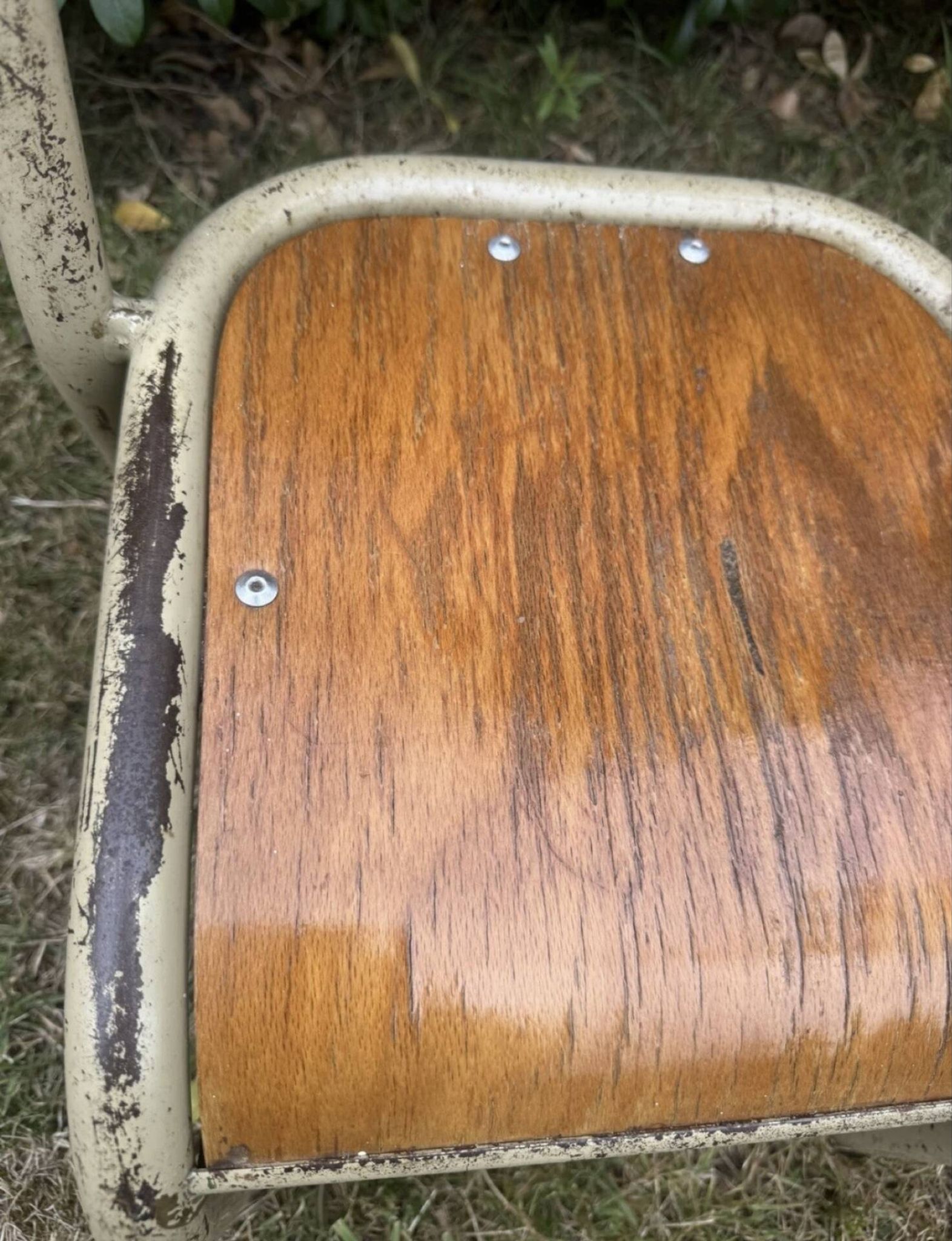 Old small school chair for children, vintage design, height a.