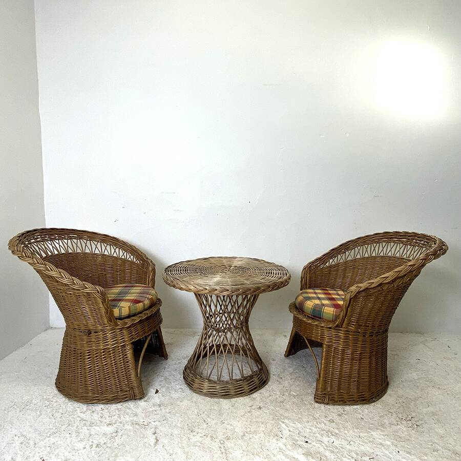 Vintage 70's rattan lounge set