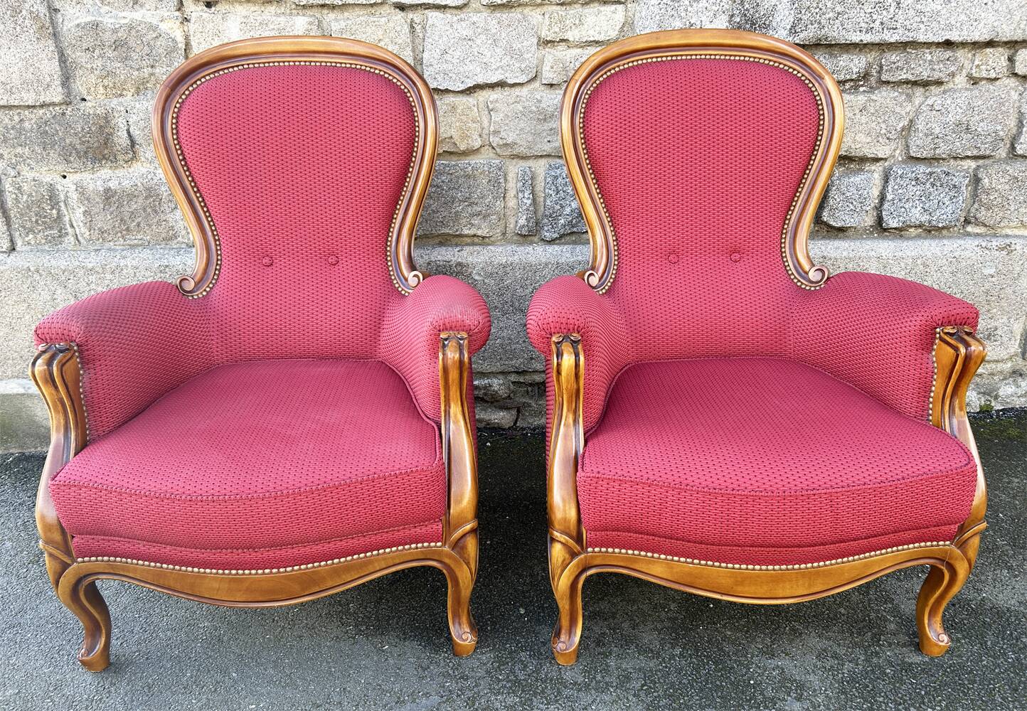 Pair of Louis Philippe style armchairs, vintage, 1960s