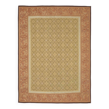 Handmade European Vintage Aubusson Kilim 264 cm x 353 cm