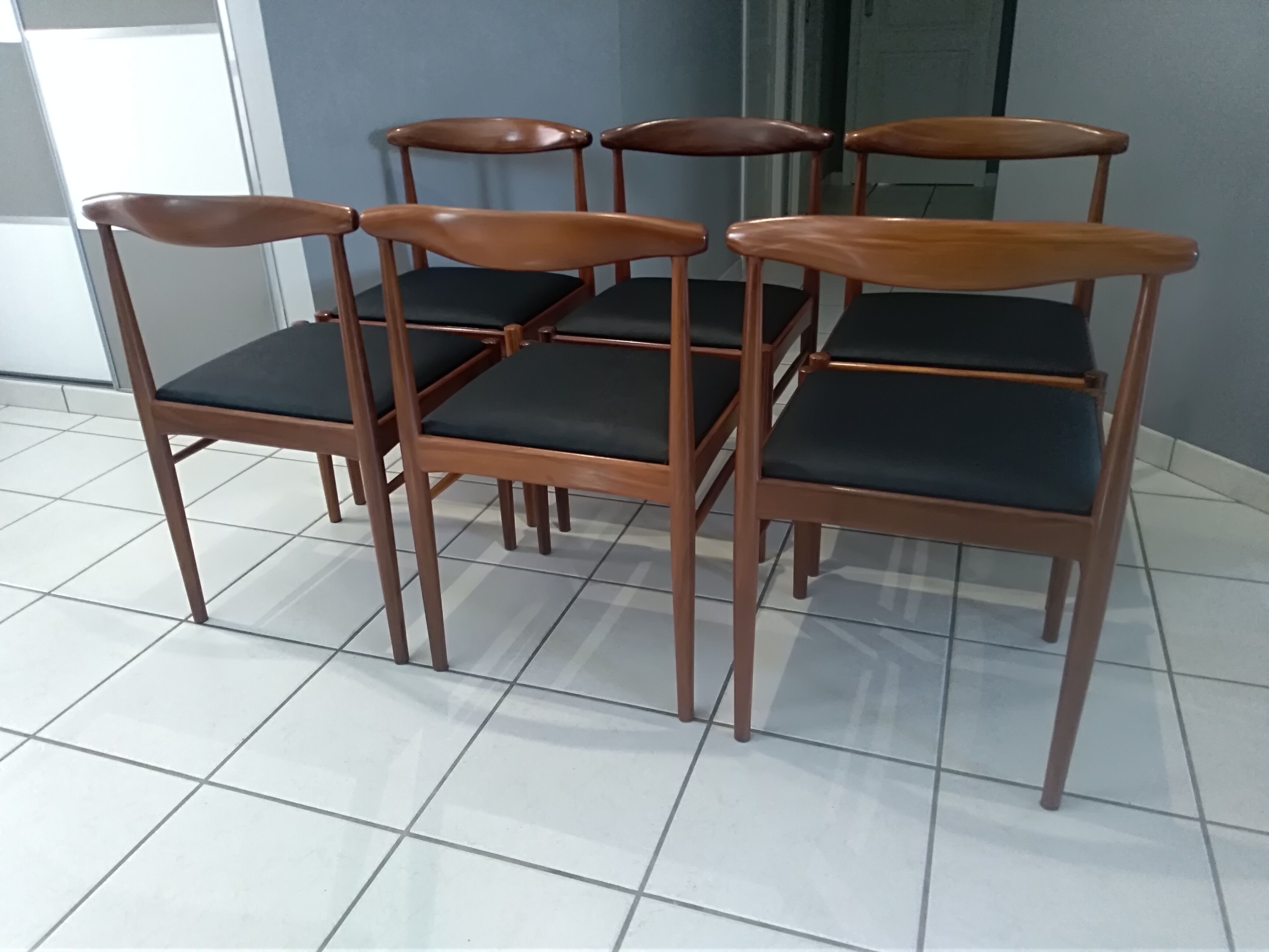 Suite of 6 chairs in Teck Denmark K.S vintage 1960
