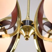 Mid-Century Modern Italian Brass and Opaline Chandelier
