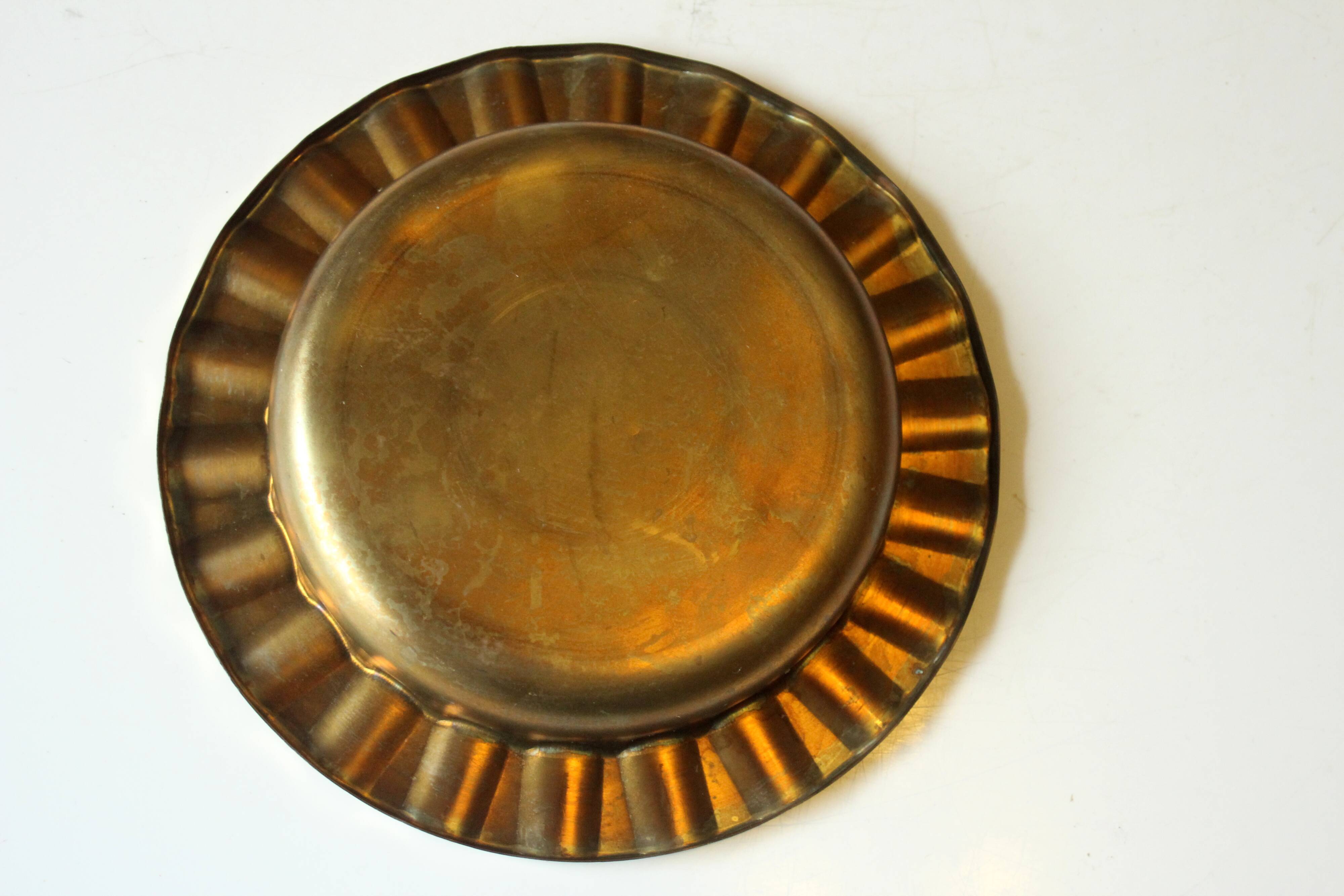 1950s vintage - smoking stand - ashtray - made of brass metal and wood