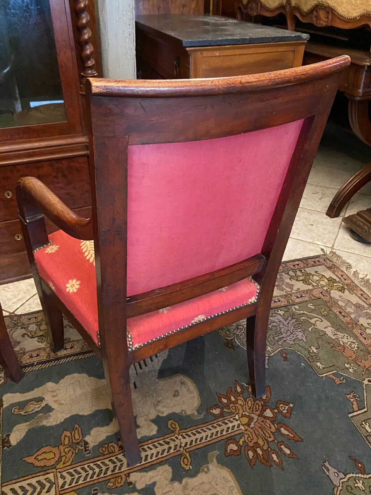 Period armchair Restoration in solid carved mahogany
