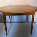 Round table with 2 extensions in light oak from the 1950s