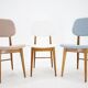 1960s Set of Three Oak Dining Chairs in Boucle, Czechoslovakia