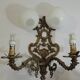 Antique gilt bronze wall light with two globes – Rococo style,
