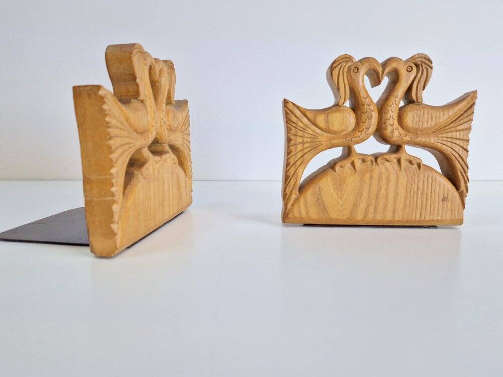 Porte-livres en bois vintage faits à la main, ensemble de 2