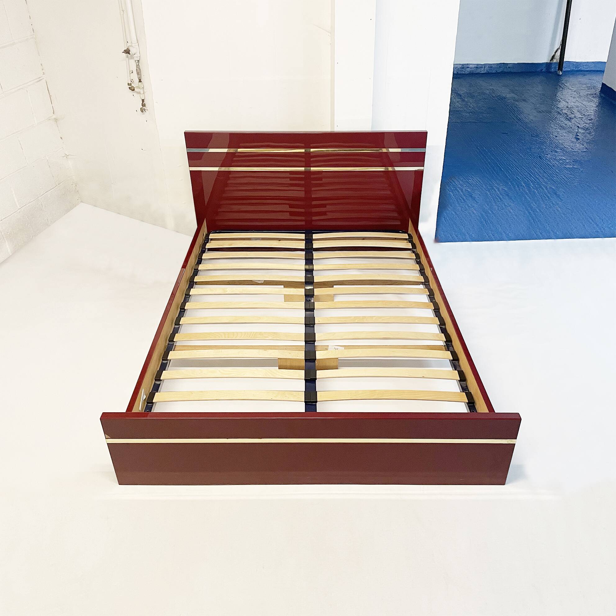 Eric Maville Acrylic Brass Burgundy Double Bed only 1970s