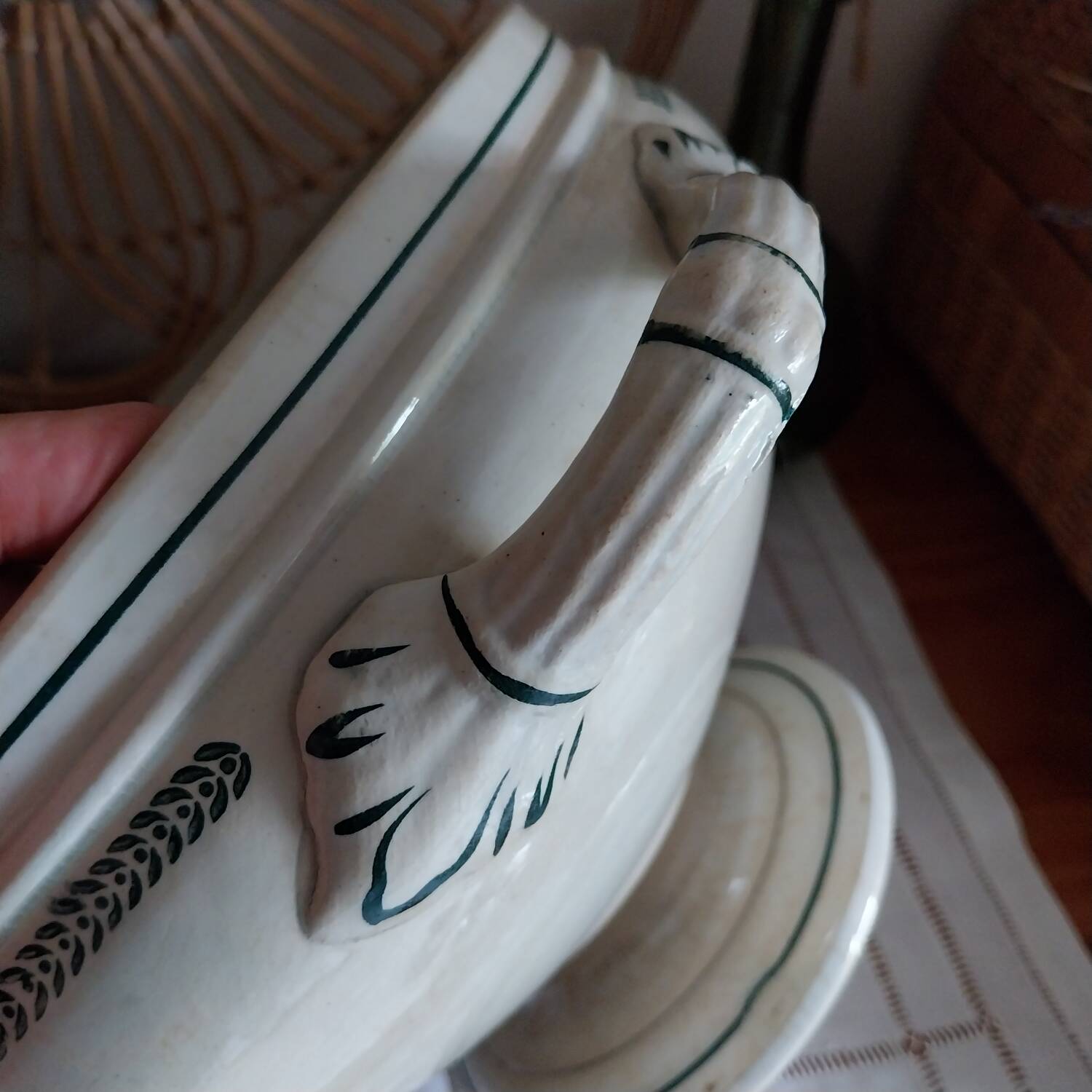 Antique iron earthenware soup tureen from Castres