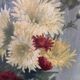Large antique painting – Oil on canvas signed with chrysanthemums – Period 1900 – Decorative softness