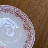 Antique pink ironstone fruit bowl with flowers