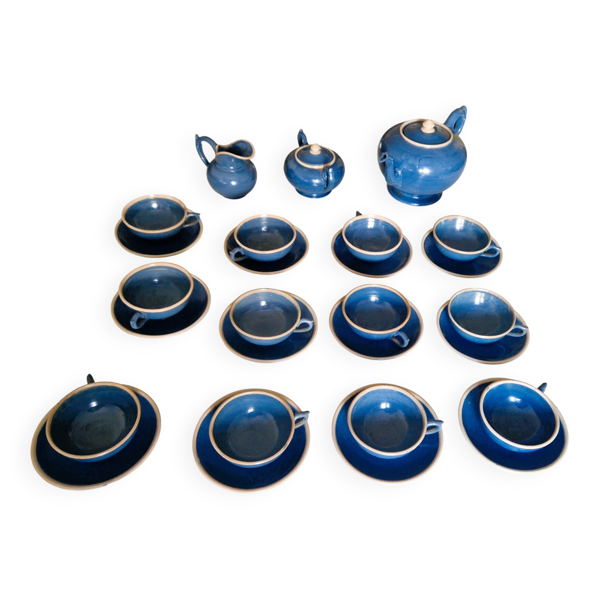 Ceramic tea service from the Pichon factory - Uzès