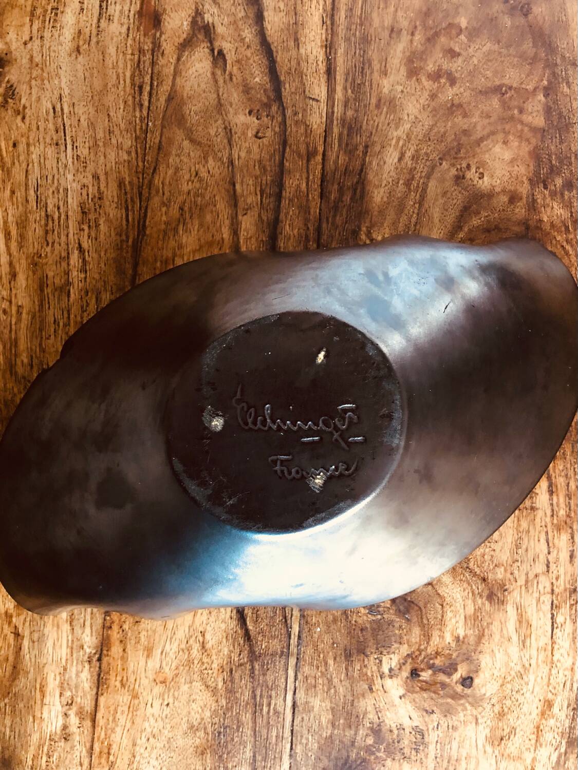 Elchinger yellow and black ceramic bowl. 1950s