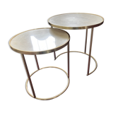Pull-out table in marble and brass