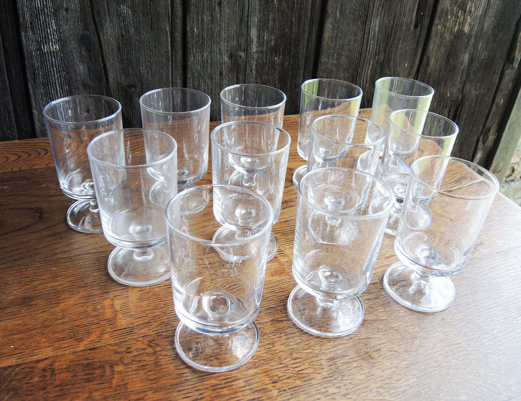 6 old luminarc transparent foot glasses