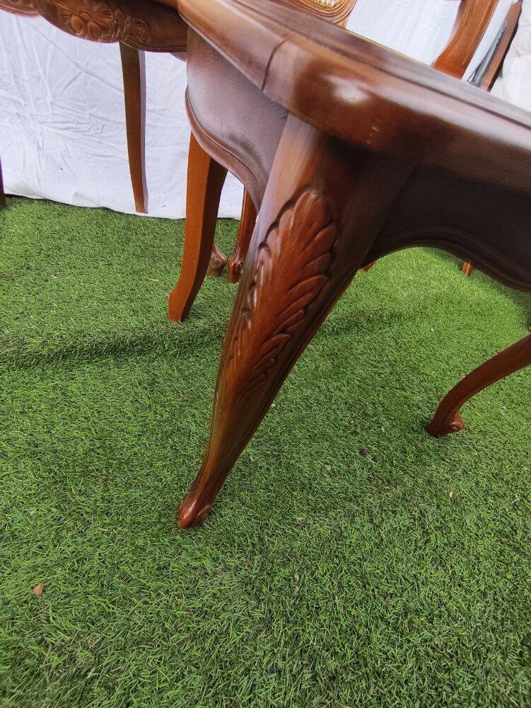 Magnificent Set of 3 Vintage Louis XV Chairs in Carved Solid Wood and Cane