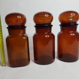 Ensemble de trois pots à café vintage en verre ambrés
