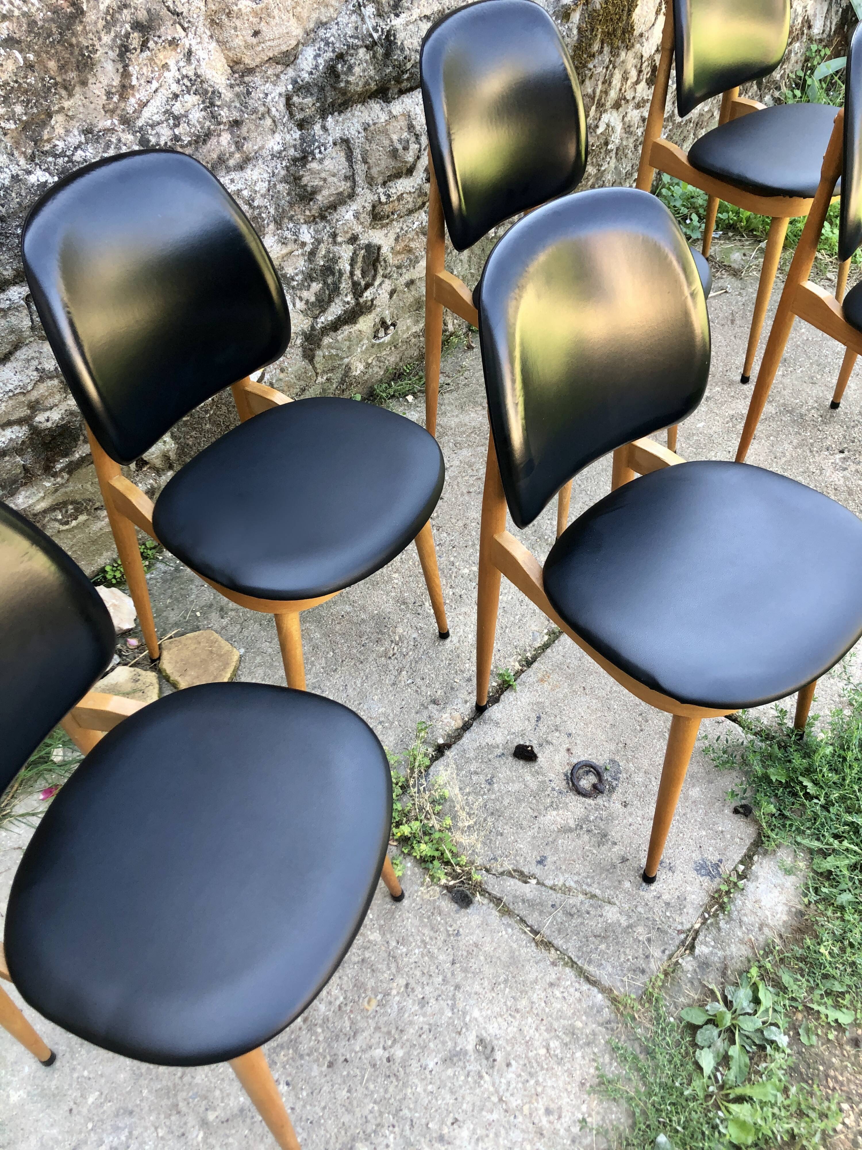 Set of 6 pegasus chairs Baumann skaï black