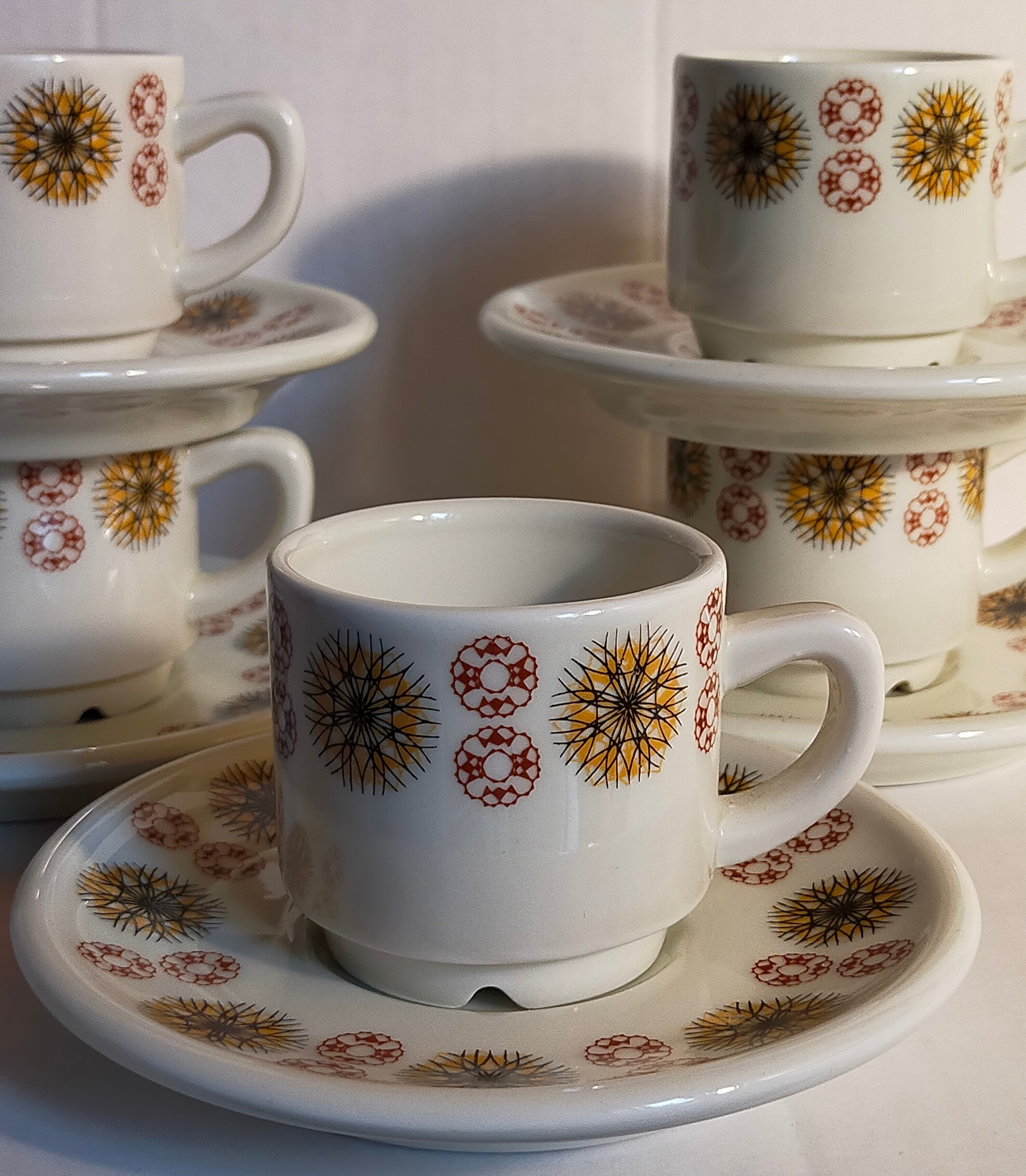 Five vintage Chauvigny porcelain espresso cups