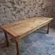 Old farmhouse dining table, rustic kitchen, poplar top, chestnut base, two drawers, 1800–1850.