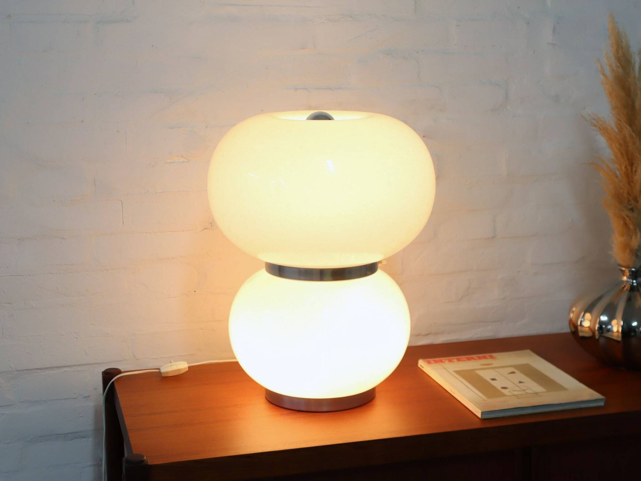 Murano pulegoso glass double shade table lamp Mazzega 1970s
