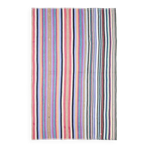 Tapis vintage turc Oushak fait main en laine et coton bleu, années 1970