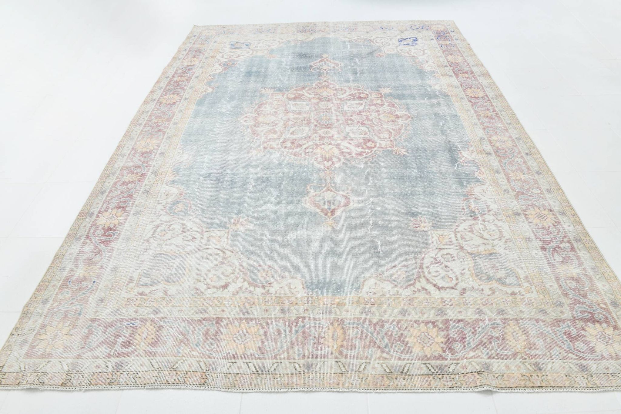 8x11 Light Navy Blue Classic Turkish Vintage Rug, 239x333Cm
