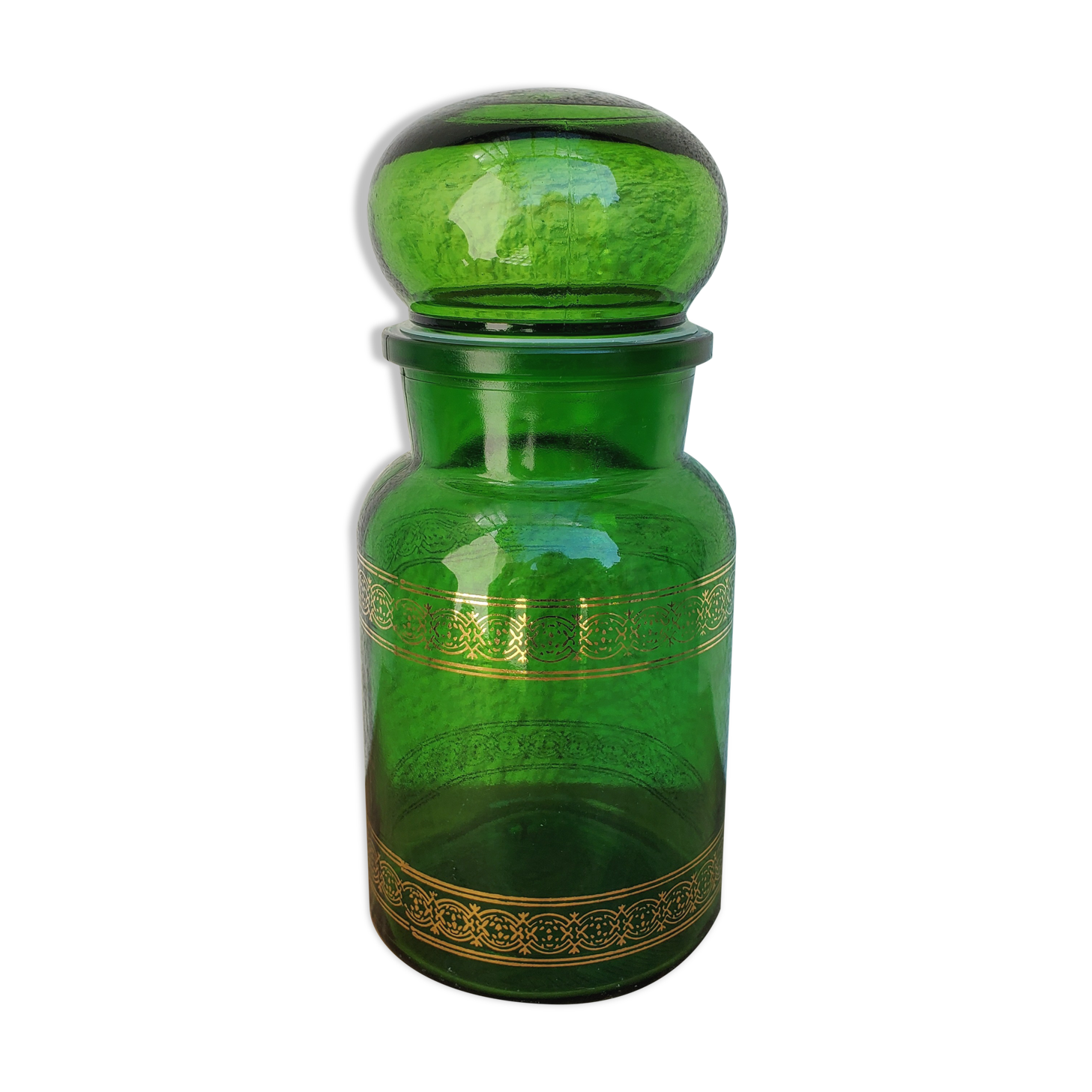 Apothecary pot in green glass