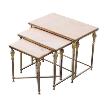 Brass and Marble Nesting Tables 1950s France