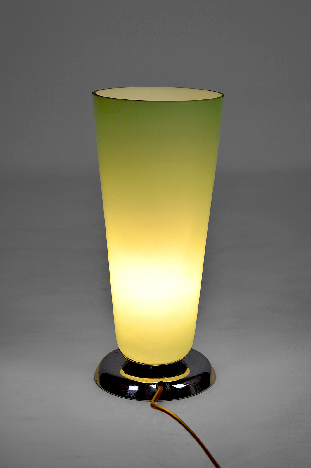 Art Deco lamp in chrome and celadon glass, France, circa 1930