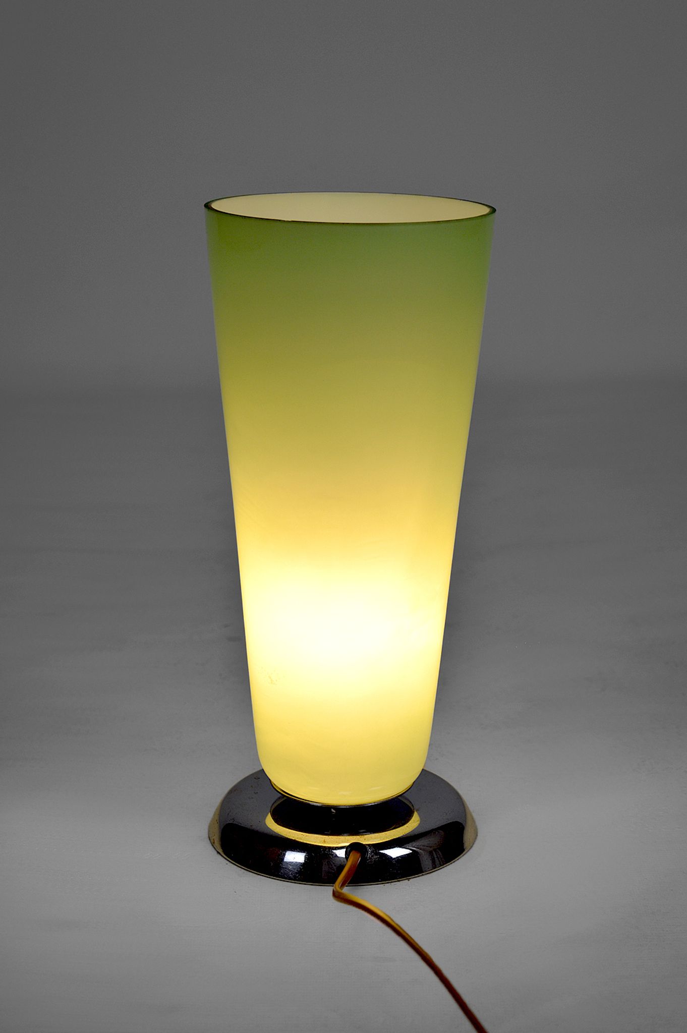 Art Deco lamp in chrome and celadon glass, France, circa 1930
