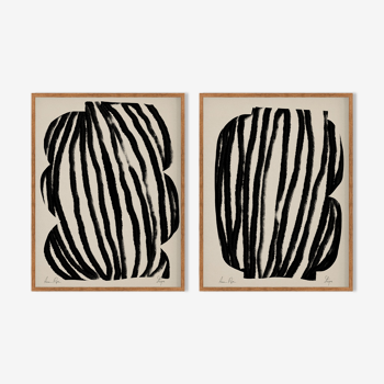 Framed set of two abstract giclee prints, 50x70