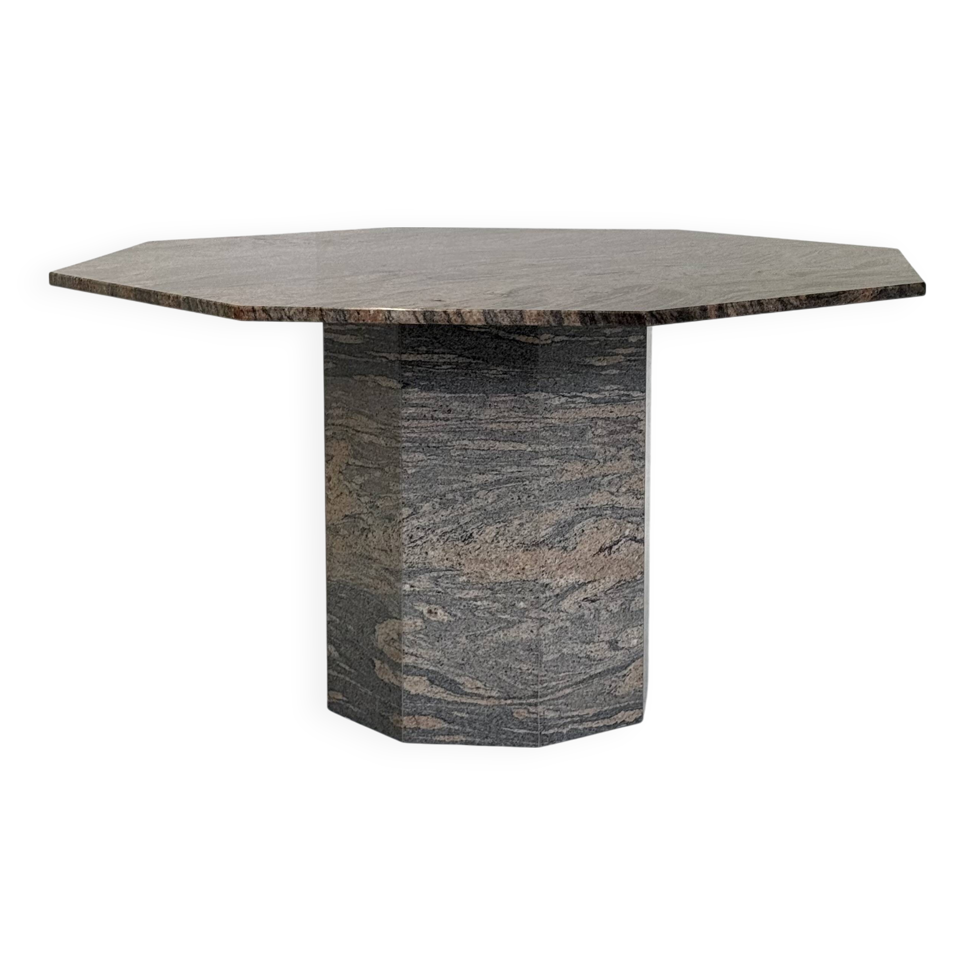 Table à manger octogonale vintage en granit, pierre naturelle