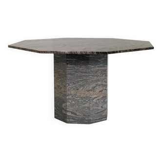 Vintage octagonal dining table in granite / natural stone